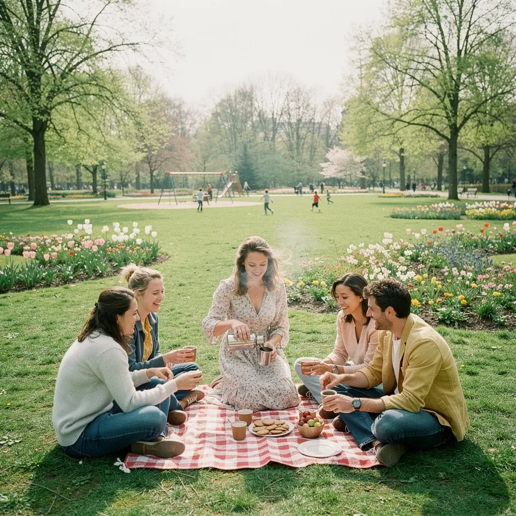 Tasse de chai fumant garnie de cannelle, avec des Г©pices Г©parpillГ©es sur une surface en bois.
