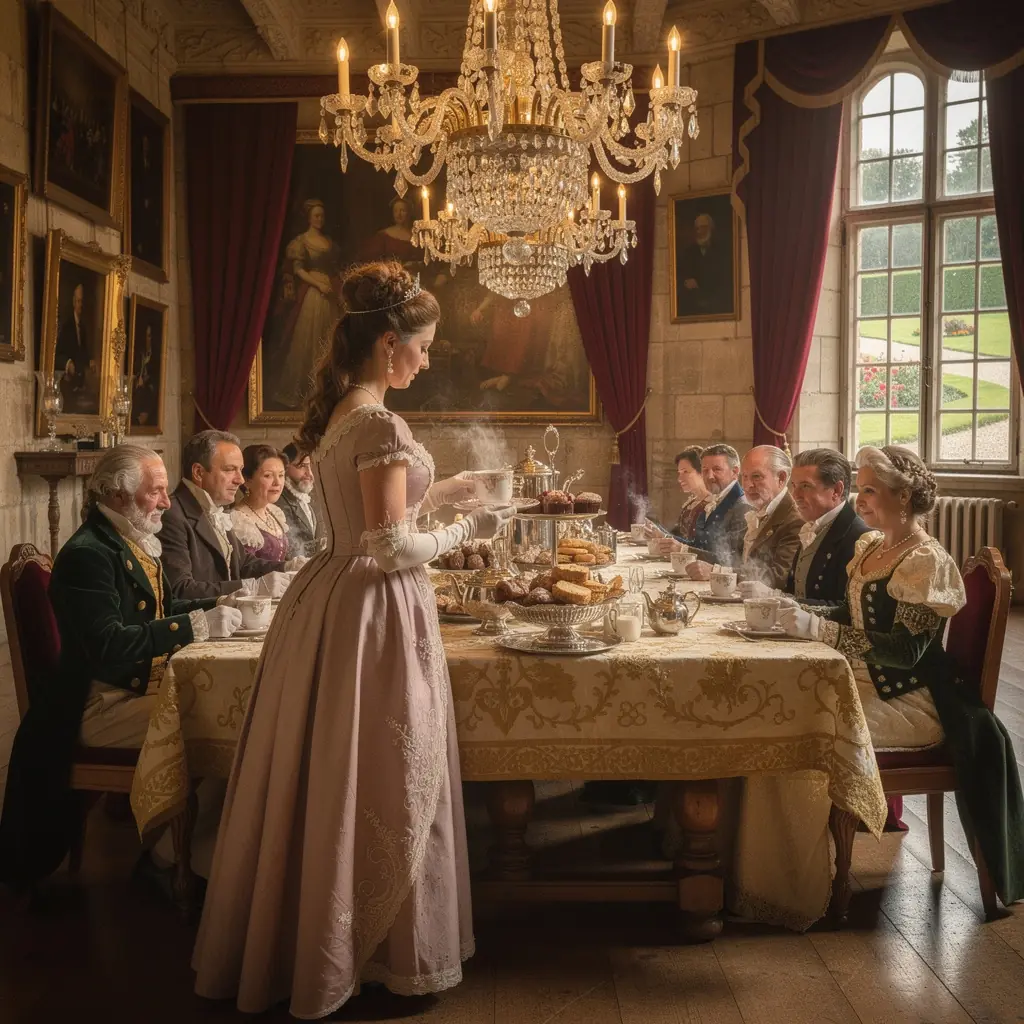 Bouteille d'Г©pices pour chai sur un comptoir, avec des Г©lГ©ments dГ©coratifs en arriГЁre-plan.